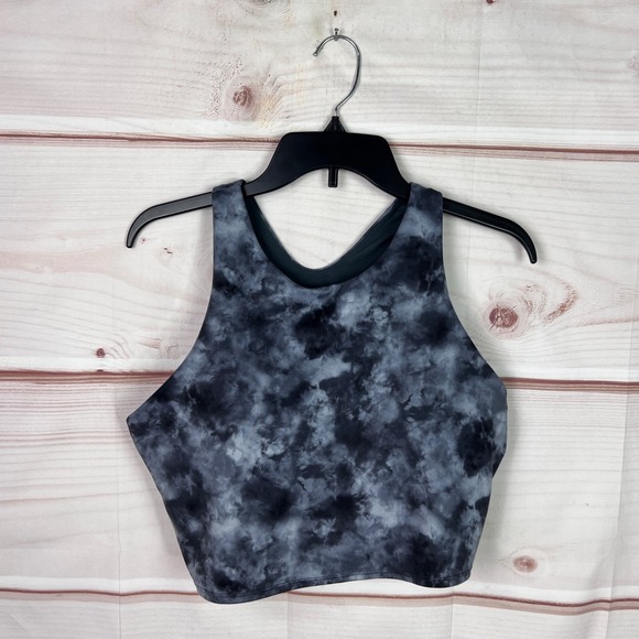 Athleta Other - Athleta Sports Bra Womens XL Black Tie Dye Long‎ Sleeve Racerback Shelf Bra